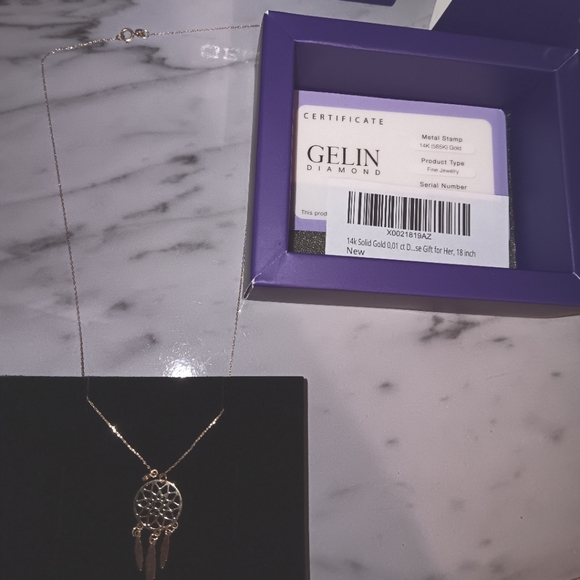 14kt Gold Diamond Dreamcatcher Necklace - Picture 5 of 10